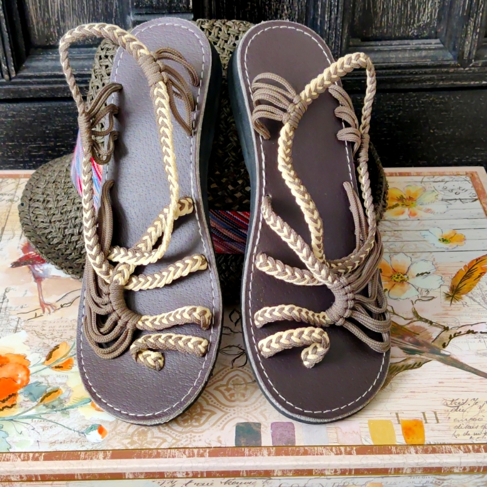 New-Macrame Style Sandals Flat
